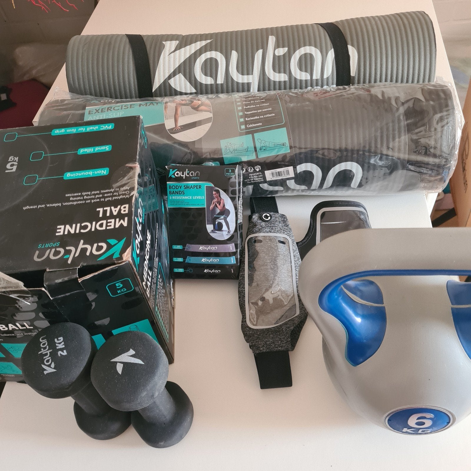 Complete Fitness Set: Kaytan Mat, Gewichten, Kettlebell, Sport en Fitness, Fitnessmaterialen, Ophalen of Verzenden, Zo goed als nieuw
