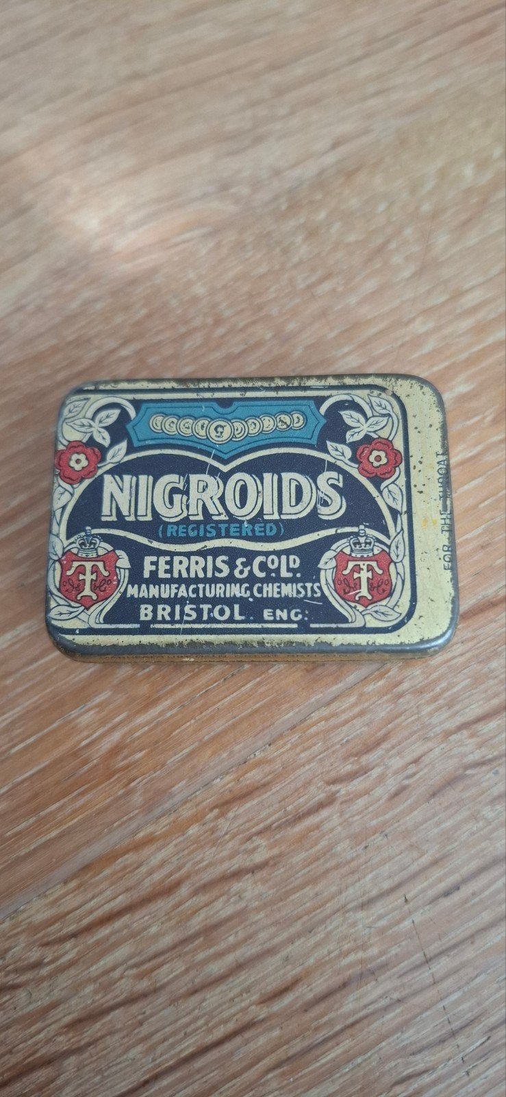 Vintage Nigroids blikje - Ferris & Co Bristol, Verzamelen, Ophalen of Verzenden, Gebruikt, Overige, Overige merken