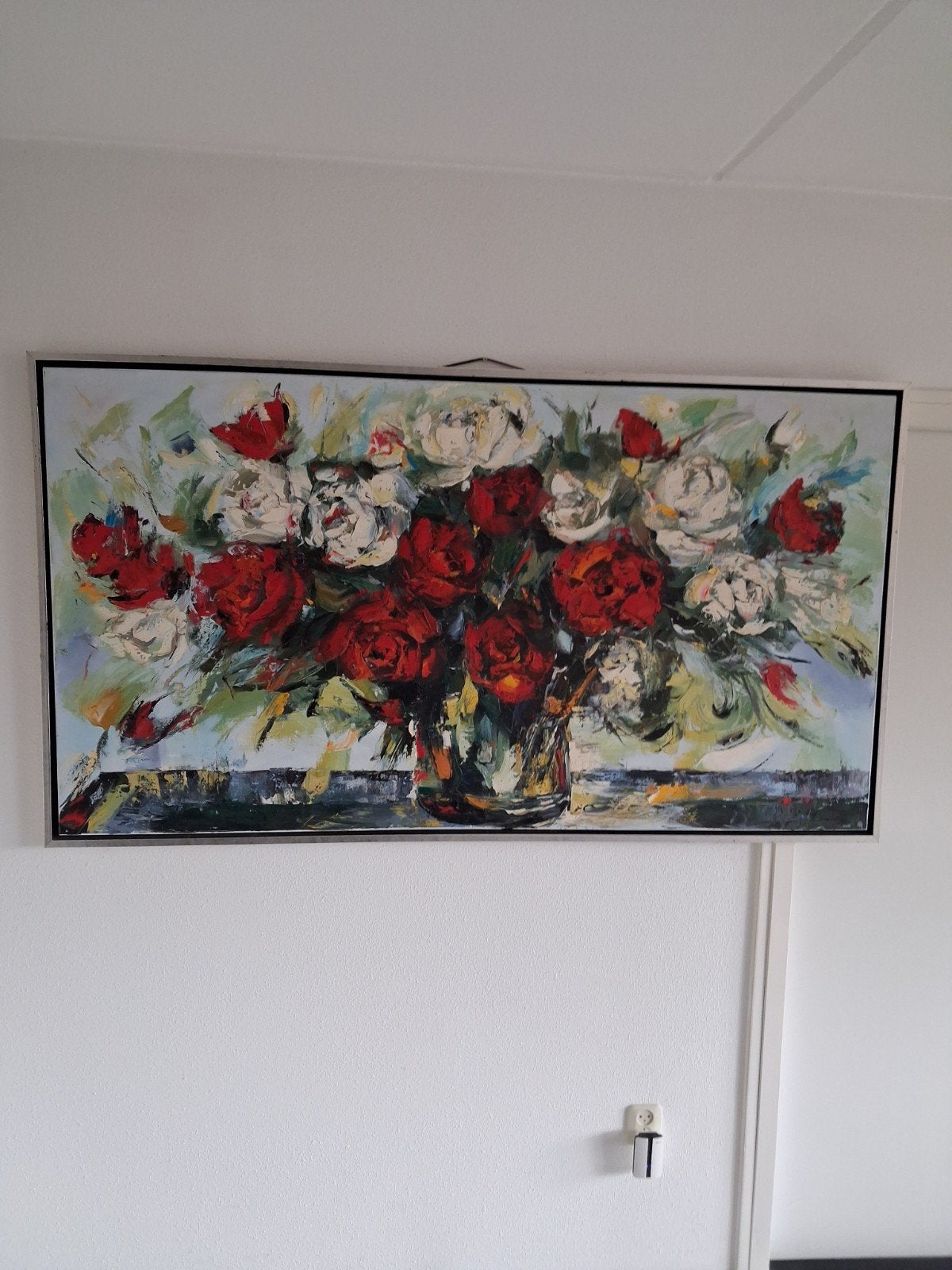 Schilderij met bloemen in vaas, gesigneerd, Antiek en Kunst, Ophalen, Handgeschilderd, Olieverf, Bloemen