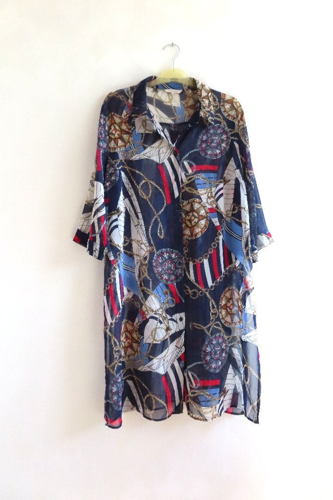 Lange blouse donkerblauw MS Mode mt 46 (4957), Blauw, Maat 46/48 (XL) of groter, Ophalen of Verzenden, Zo goed als nieuw