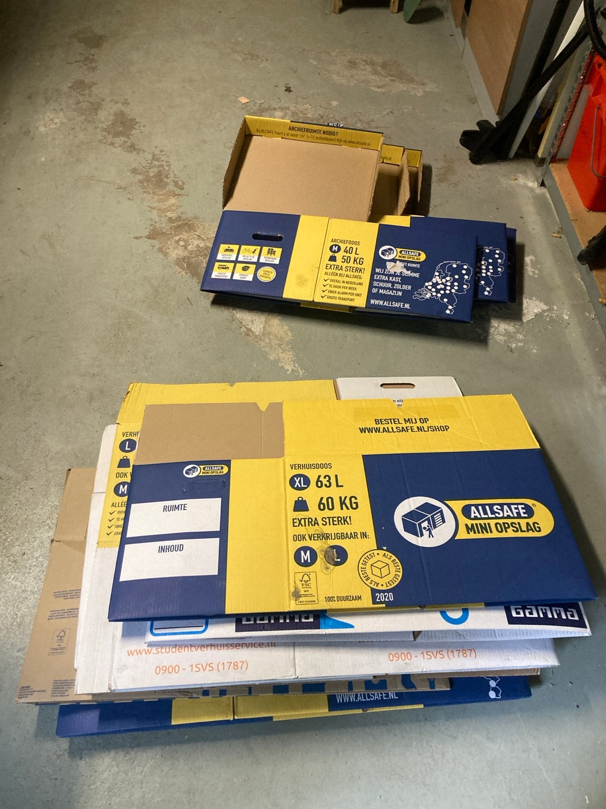 Verhuispakket: 9x 50L verhuisdozen & 3x stevige boekendozen, Ophalen, 40 tot 60 cm, Opvouwbaar, 50 tot 75 cm