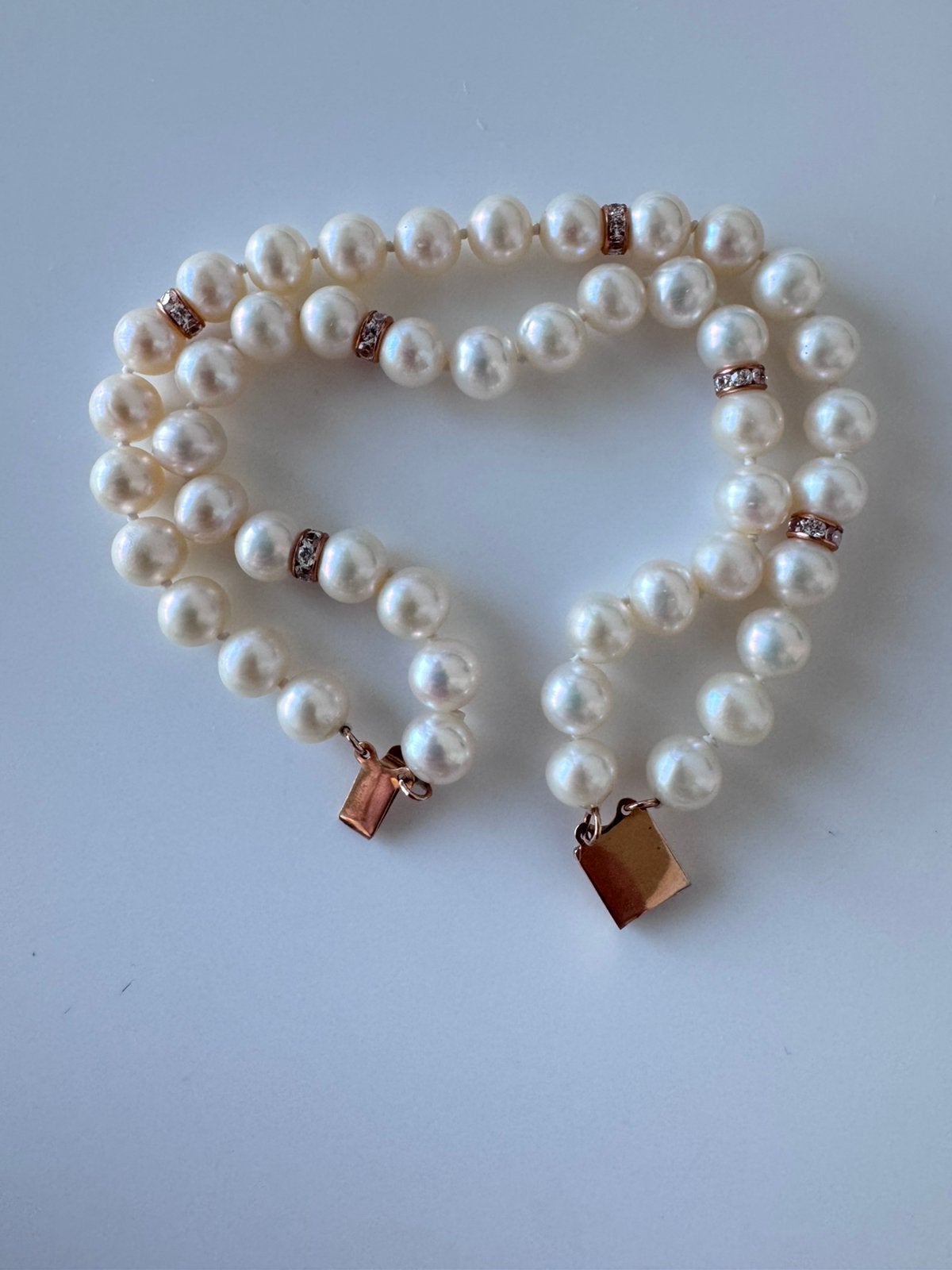Elegant 14K (585) gold double strand pearl bracelet, Ophalen of Verzenden, Zo goed als nieuw, Goud
