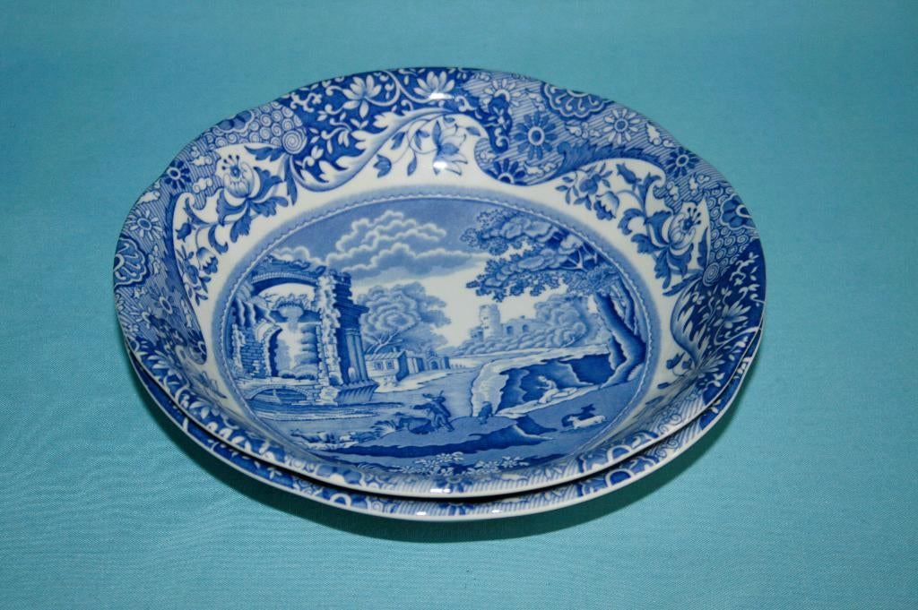 Spode " Italian Blue " Papschalen 16.5cm - Zwarte Stempel, Huis en Inrichting, Keuken | Servies, Ophalen of Verzenden, Zo goed als nieuw