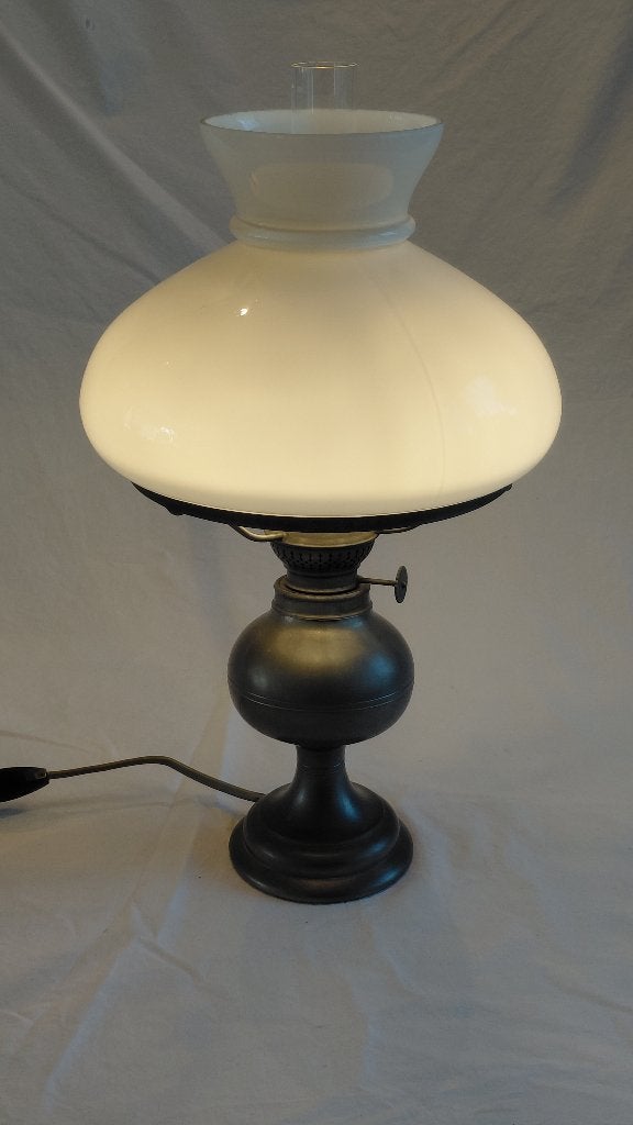 Vintage tinnen tafellamp, 41 cm, Gebruikt, Overige merken, Vintage