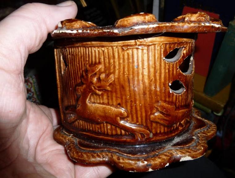 antiek majolica stoofje 18de19de eeuw met jachttaferelen, Antiek en Kunst, Ophalen of Verzenden