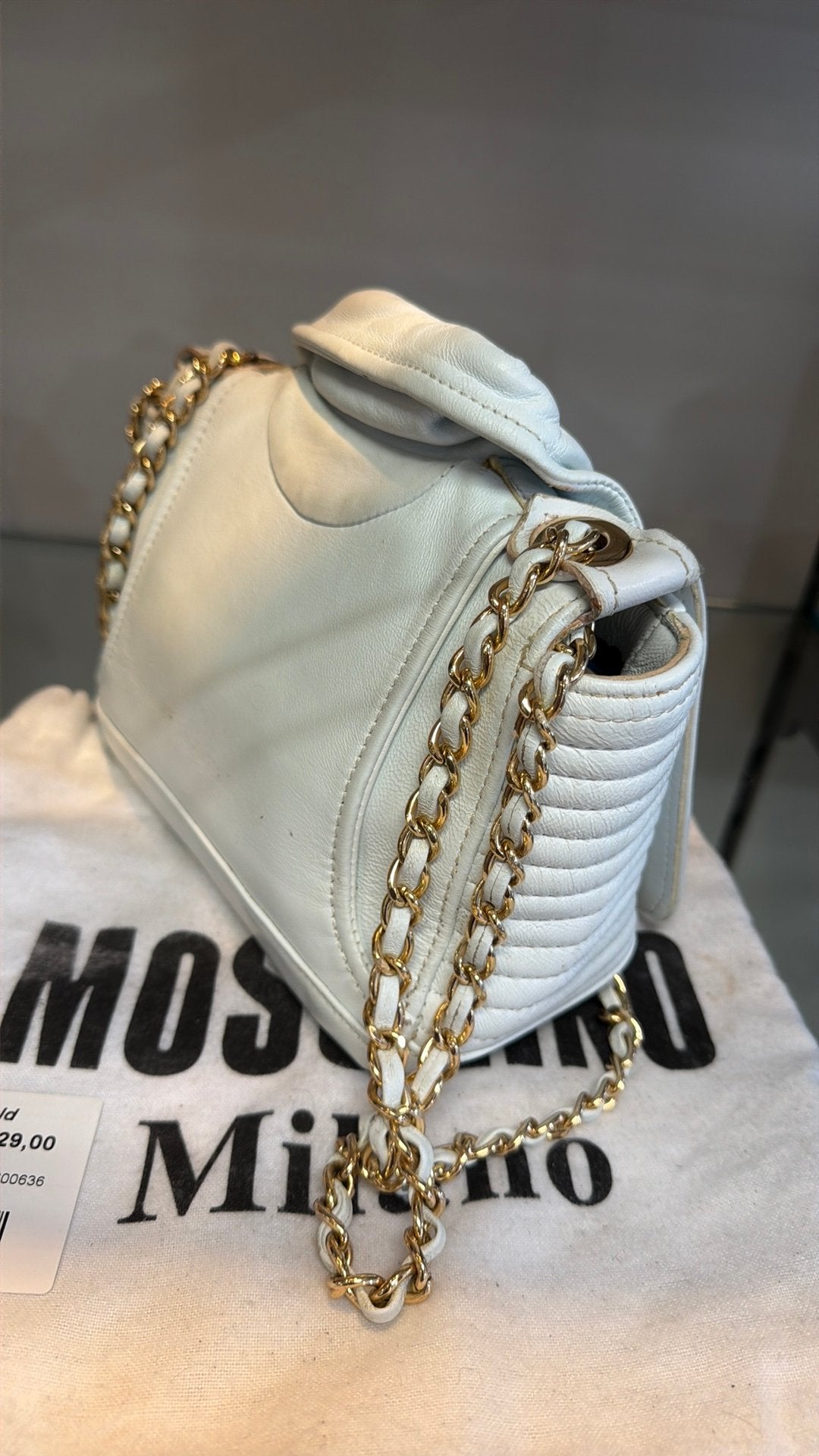 Moschino Milano Witte Biker Tas - Gebruikt, Moschino, Gebruikt, Wit, Ophalen of Verzenden