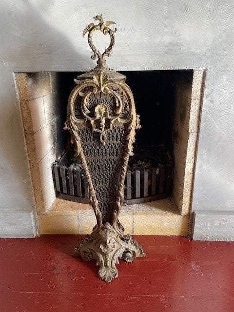Antiek messing pauw of peacock haardscherm, Ophalen of Verzenden, Koper