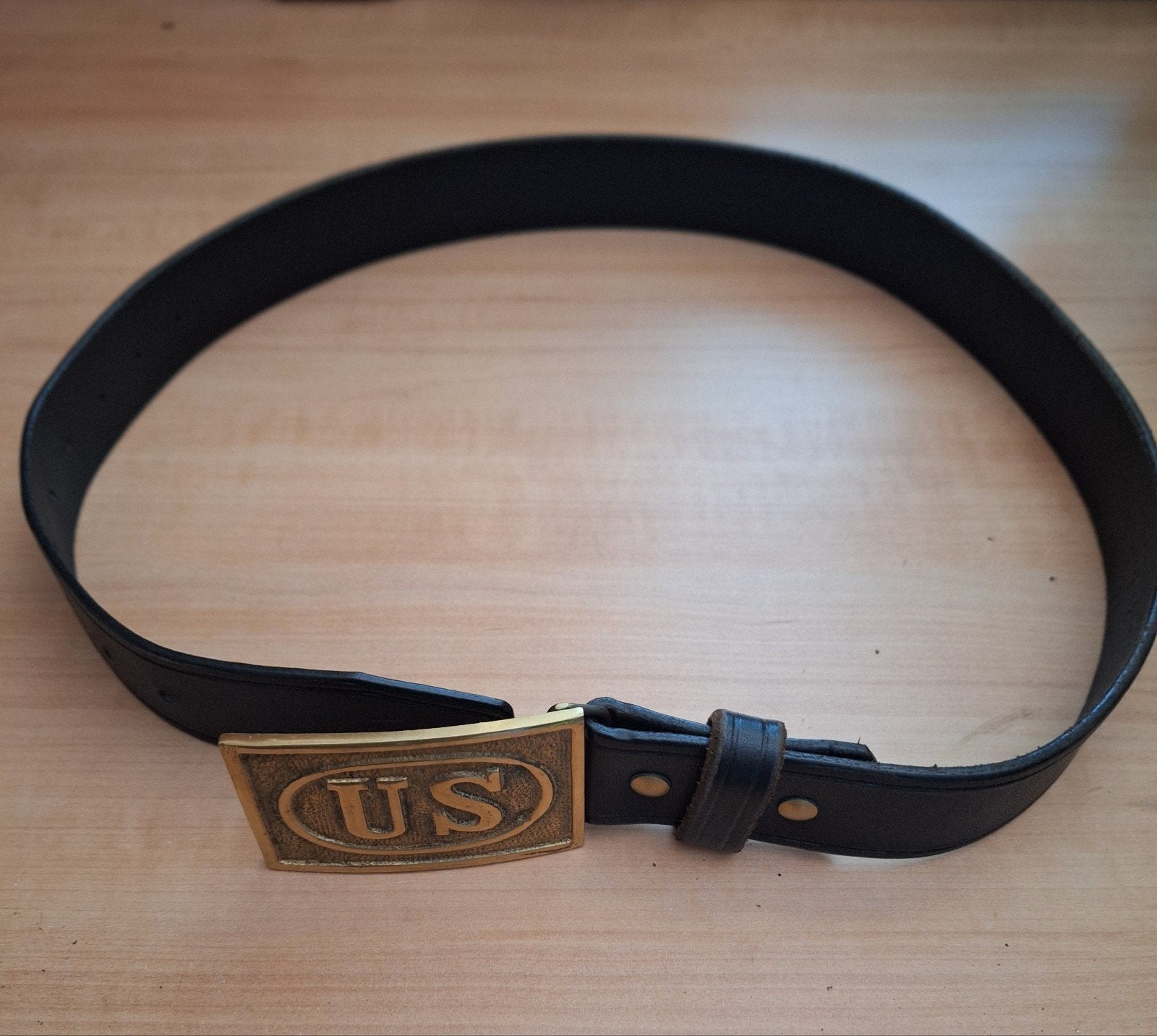 Leren riem met massief Buckle, Kleding | Heren, Riemen en Ceinturen, Ophalen of Verzenden, Zwart, Minder dan 95 cm