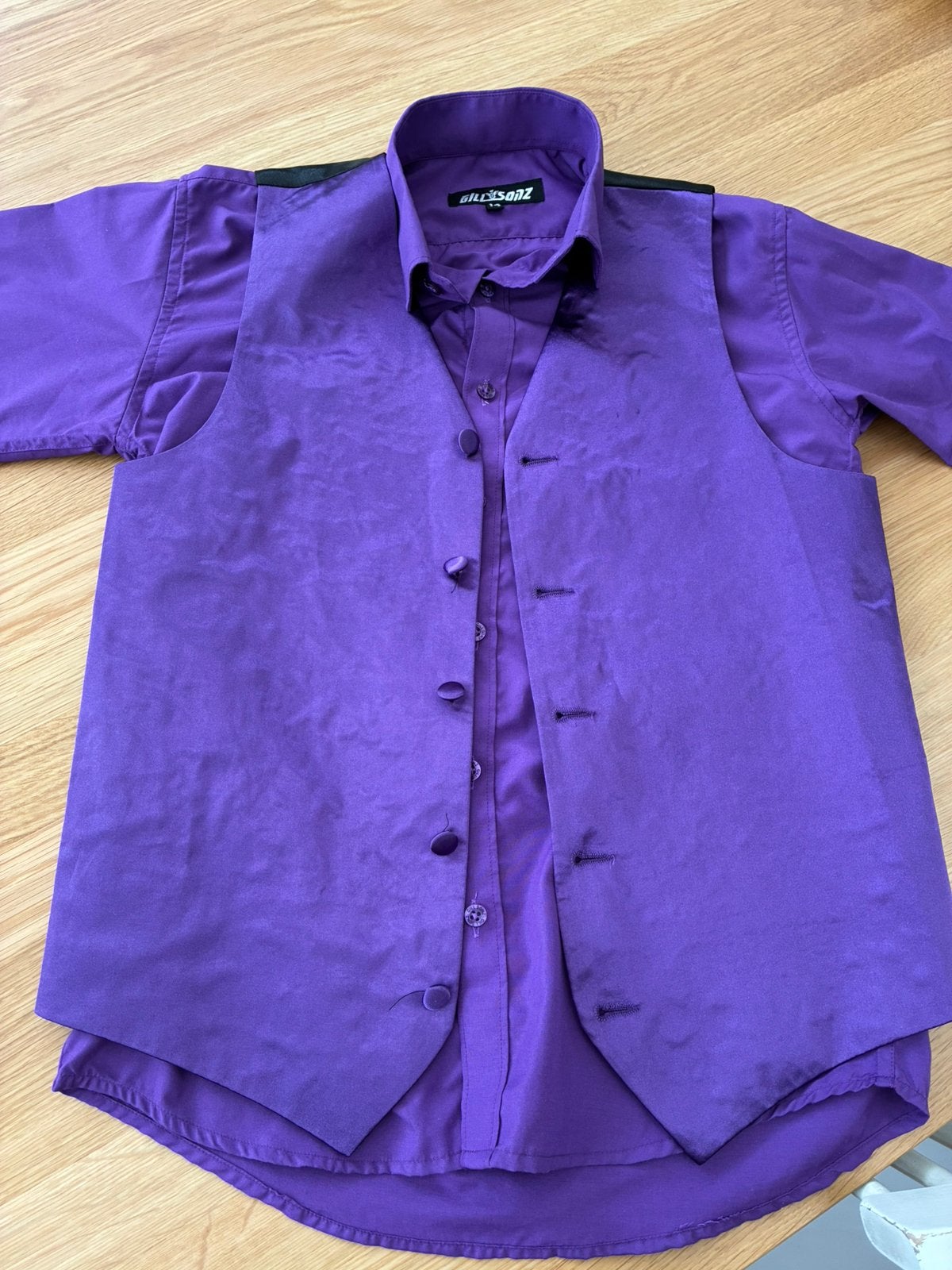 Mooi overhemd en gillet in paarse kleur, Ophalen, Zo goed als nieuw, Jongen, Overhemd of Blouse