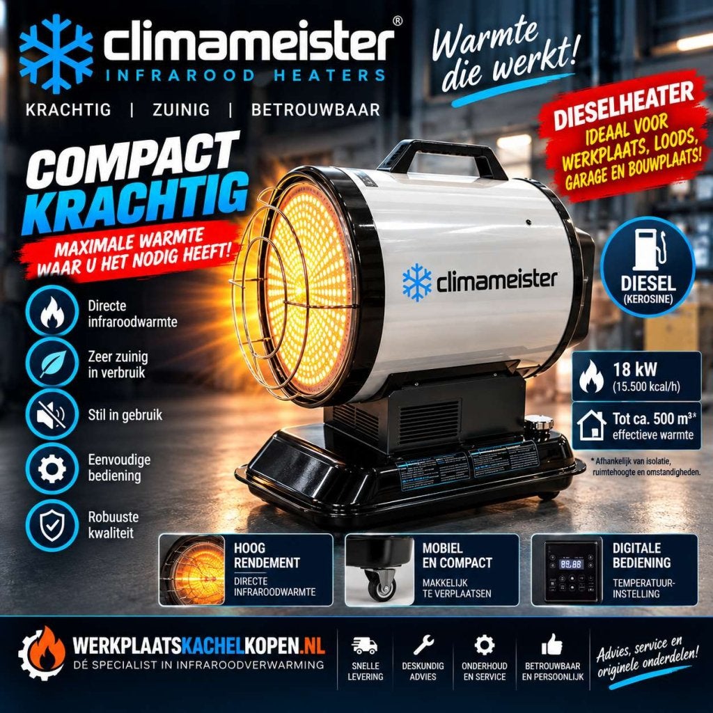 NIEUW Werkplaatskachel Diesel Heater Kachel Verwarming, Gebruikt, Climameister, Keerweer 34-37, Vrijstaand