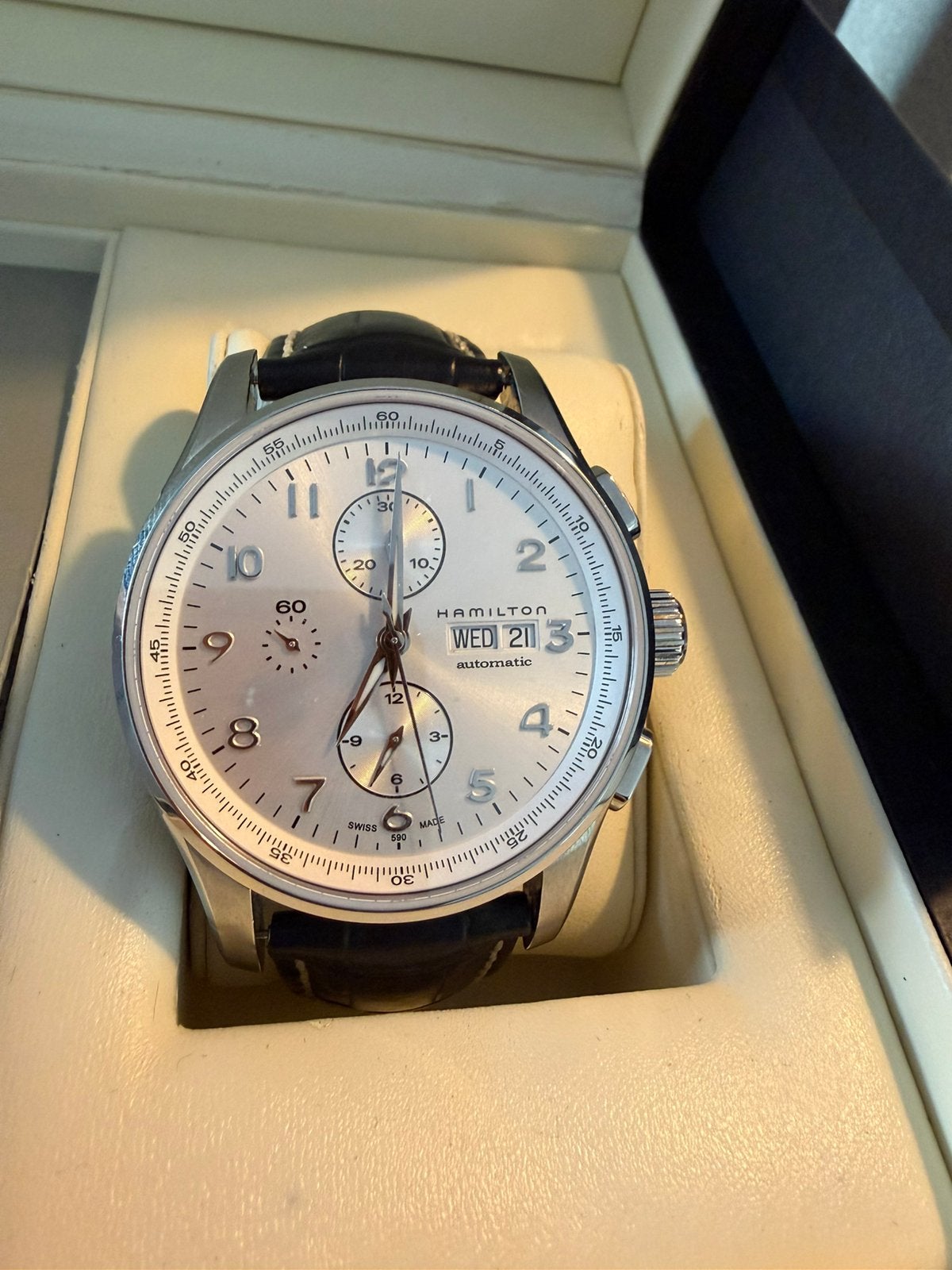Hamilton Jazzmaster Auto Chrono Day-Date H32616553, Overige merken, Staal, Polshorloge, Ophalen of Verzenden