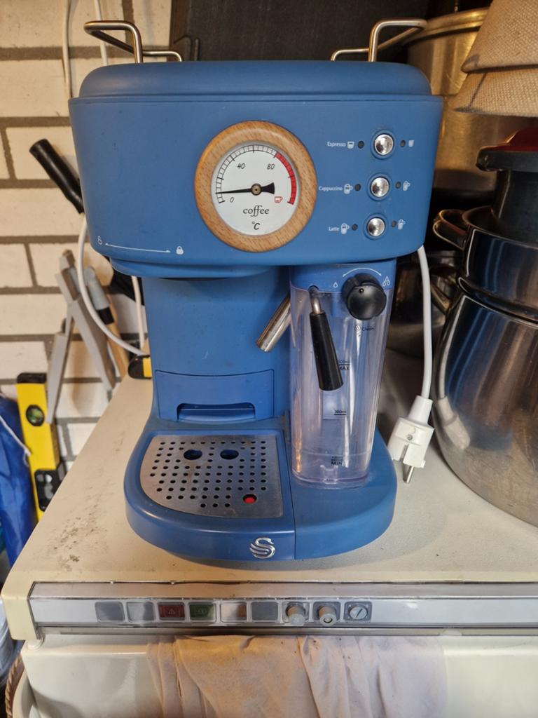Swan Nordic Espresso Machine / Koffiemachine – Blauw, Witgoed en Apparatuur, Ophalen of Verzenden, Espresso apparaat, Gemalen koffie