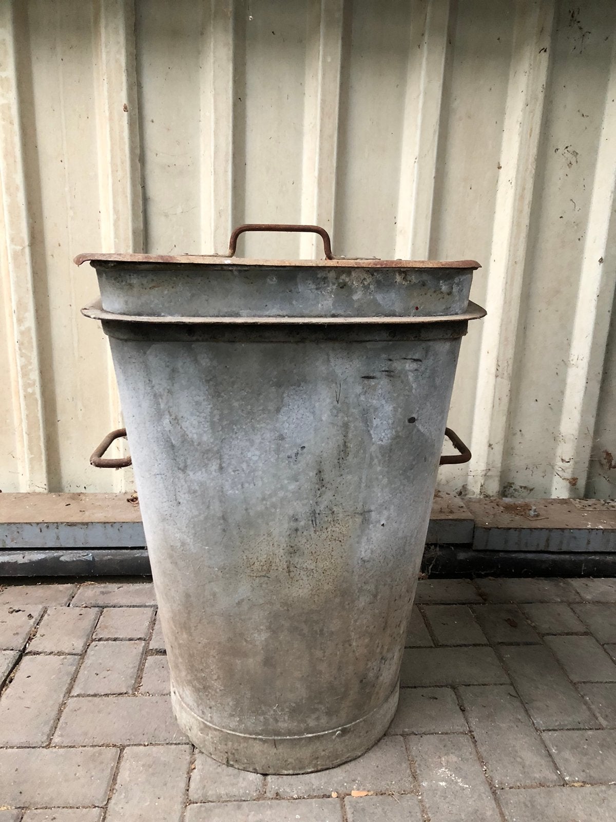 Unieke xl antieke vierkante (!) zinken AFVALBAK - VUILNISBAK, Huis en Inrichting, Woonaccessoires | Prullenbakken, Ophalen, Gebruikt