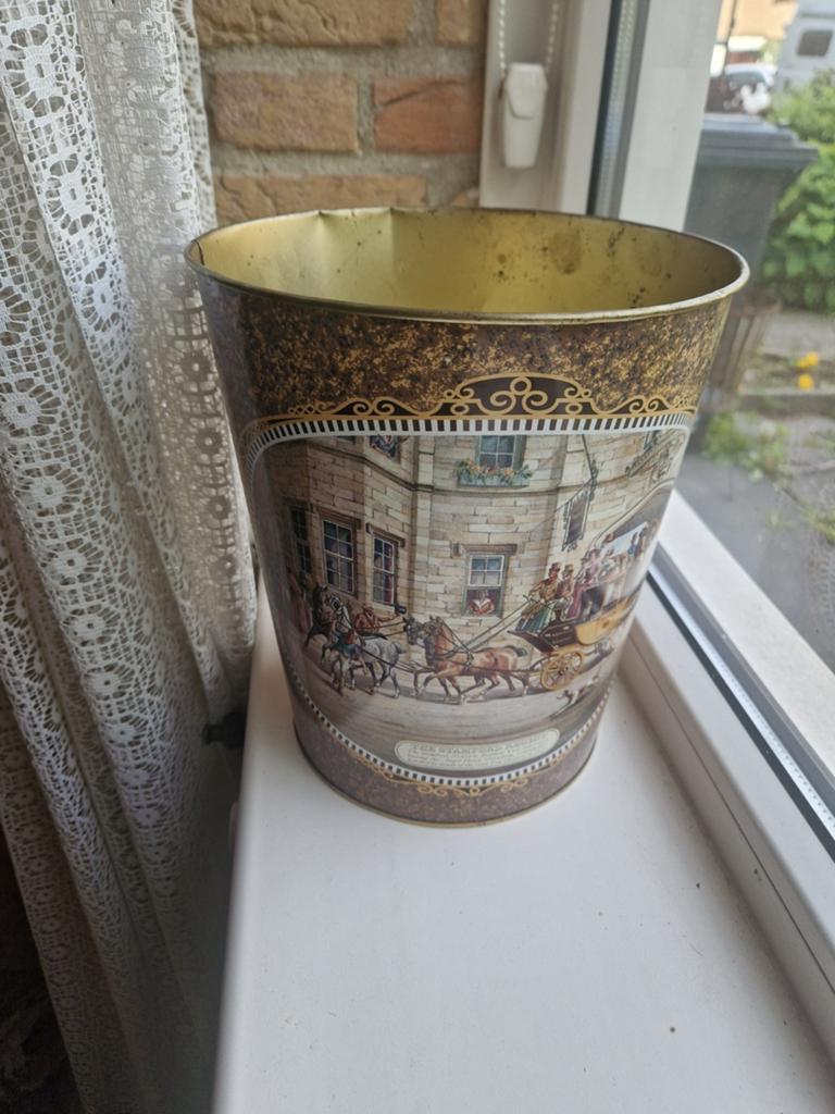 Vintage metalen prullenbak / papierbak koets decor, Ophalen of Verzenden, Metaal