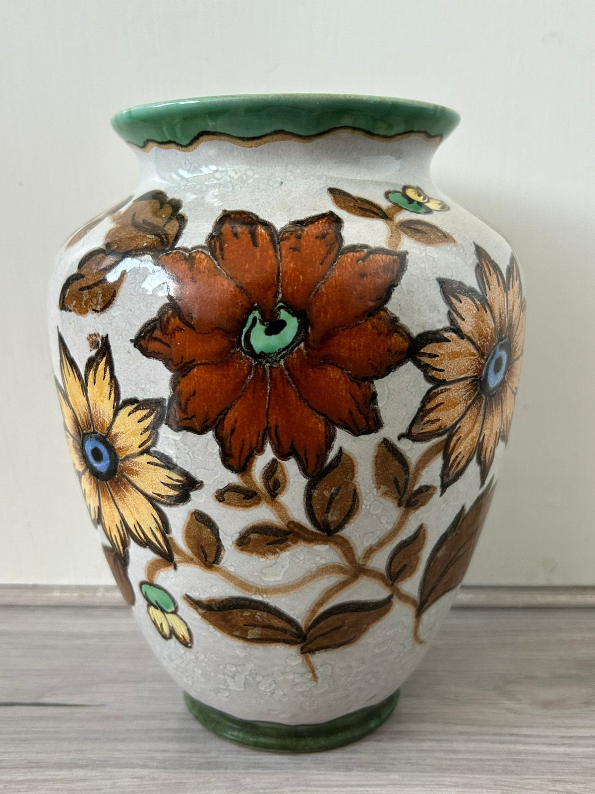 Plazuid plateel vaas decor Marjan 1950's, Ophalen of Verzenden