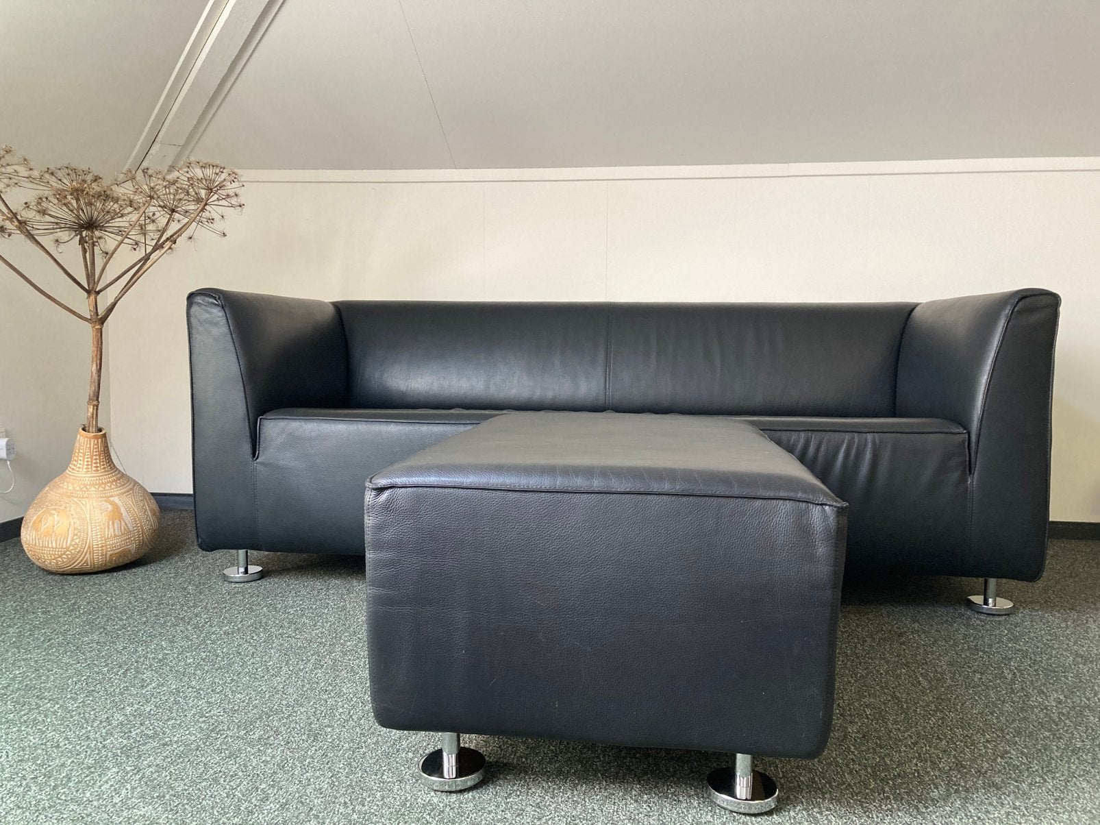 Bank 2,5 zit GELDERLAND 4800 met bijbehorende hocker, Ophalen, Minder dan 75 cm, 150 tot 200 cm, Leer