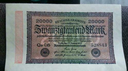 Reichsbanknote - 20000 Mark (1923), Postzegels en Munten, Bankbiljetten | Europa | Niet-Eurobiljetten, Ophalen of Verzenden, Duitsland