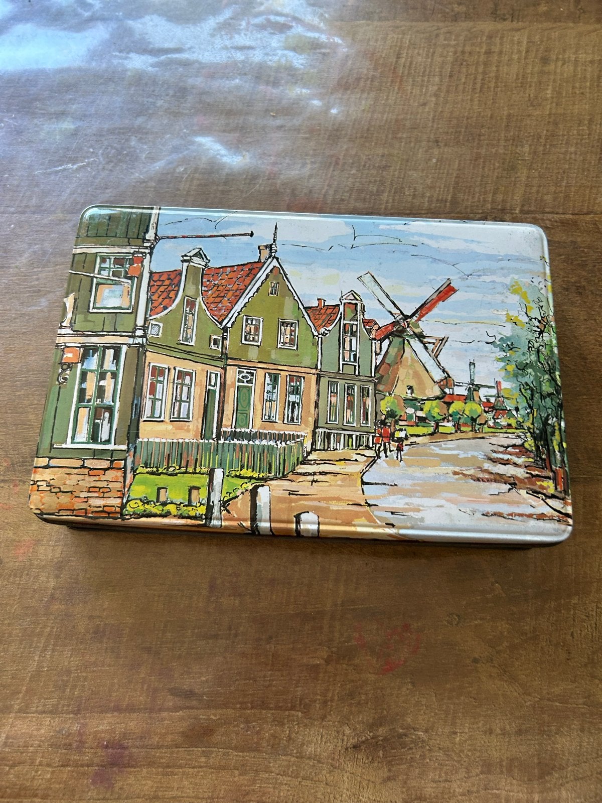 Oud blik met Hollandse molen en huisjes -vintage, Ophalen, Gebruikt, Overige, Overige merken