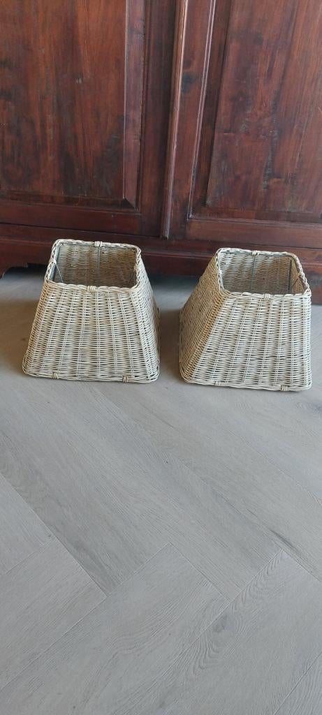 Set van 2 rieten lampenkappen - 25 cm hoog, Huis en Inrichting, Lampen | Lampenkappen, Ophalen, Gebruikt, 25 tot 50 cm, Vierkant