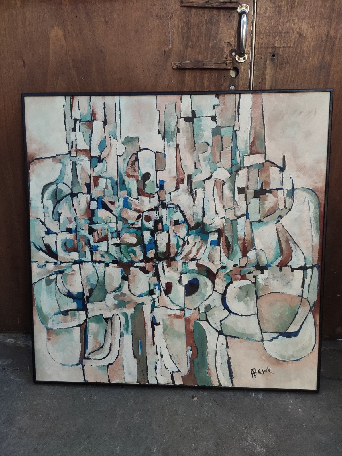 Abstract schilderij A. Brink, olieverf op doek. WD-18., Ophalen of Verzenden