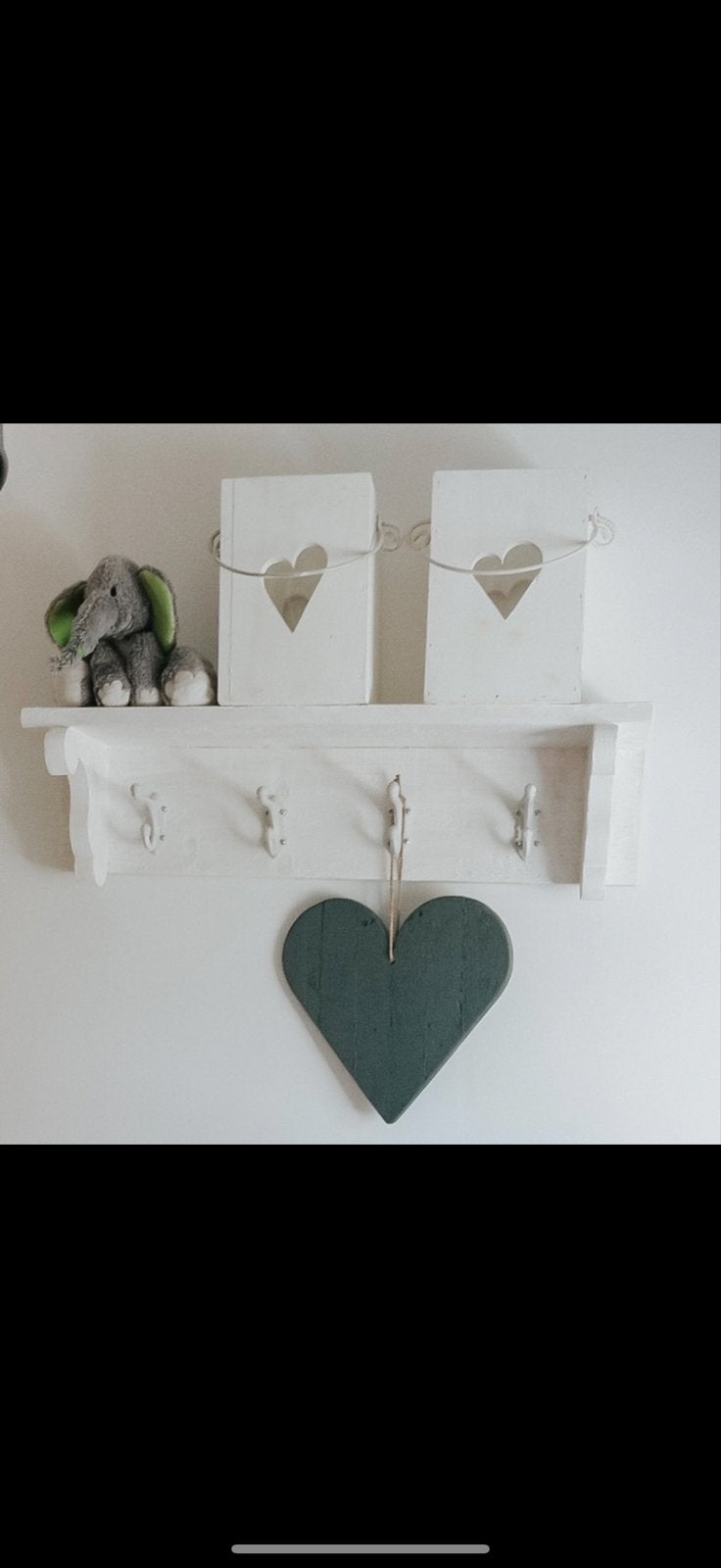 Set van 2 decoratieve lantaarns met hartuitsparing, Hout, Ophalen of Verzenden, Wit, Landelijk