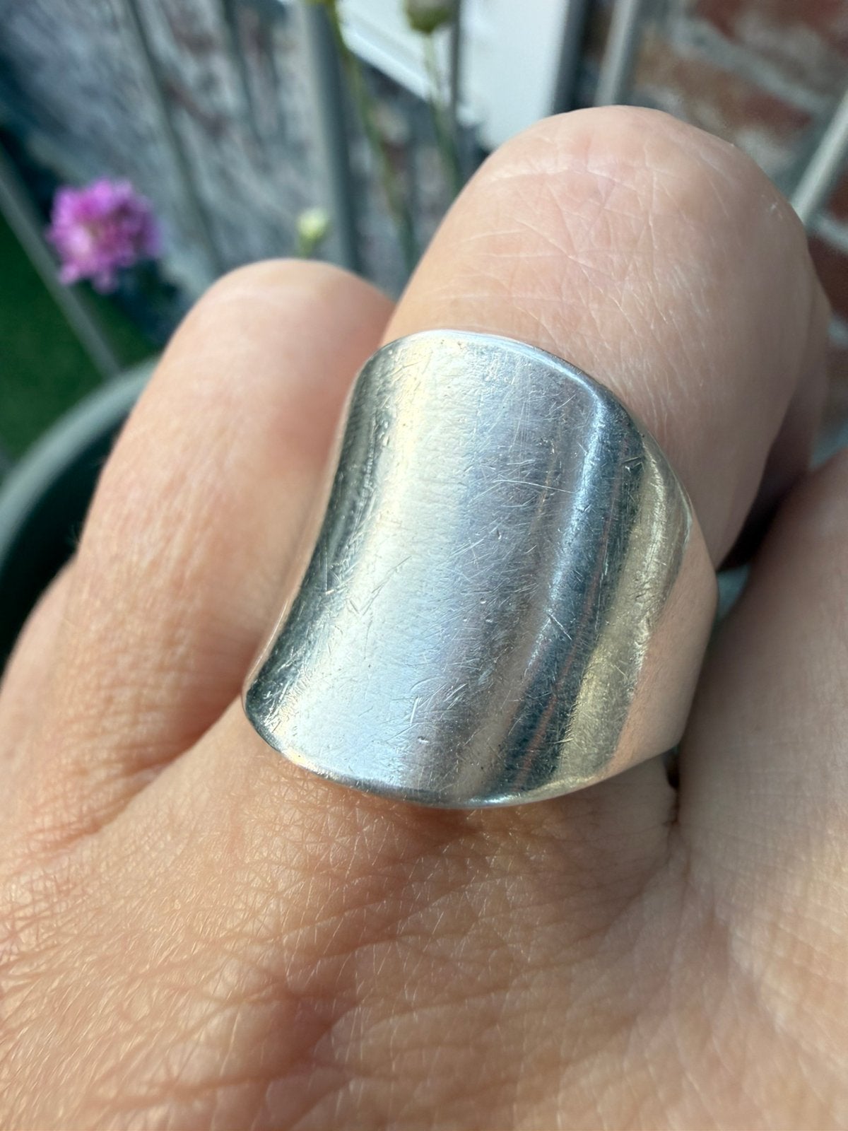 H018/ Vintage Zilveren Statement ring Scandinavië 19 1/4