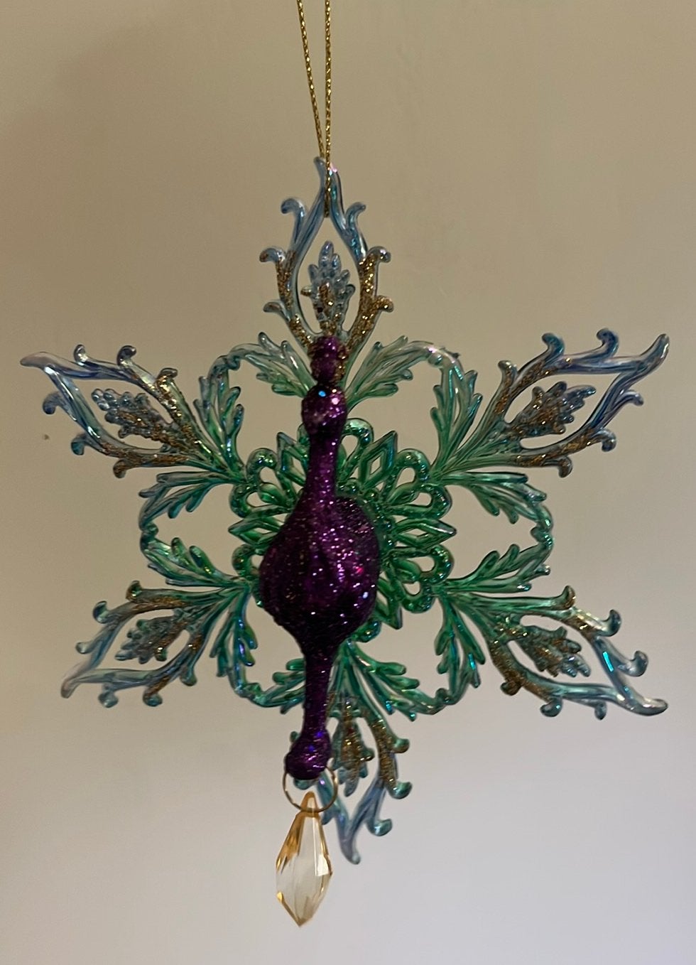 Kurt Adler Kerst ornament sneeuwvlok pauw, Diversen, Ophalen of Verzenden, Zo goed als nieuw