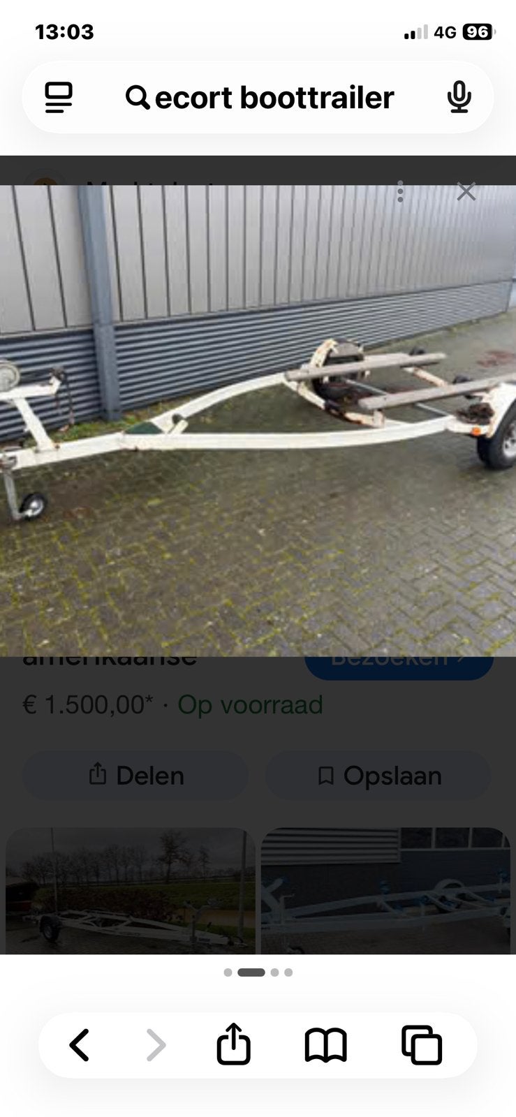 Boottrailer, Ophalen, Minder dan 1500 kg, Gebruikt, Open zeilboottrailer