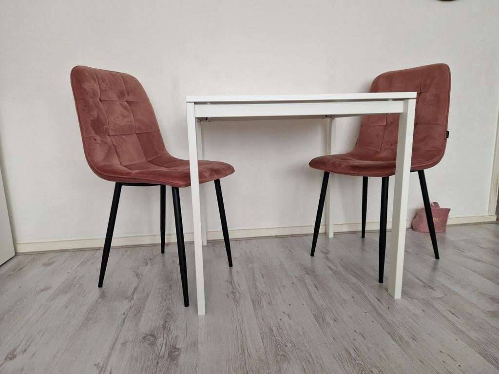Witte eettafel, Huis en Inrichting, Tafels | Eettafels, Ophalen, Gebruikt, Rechthoekig, 50 tot 100 cm