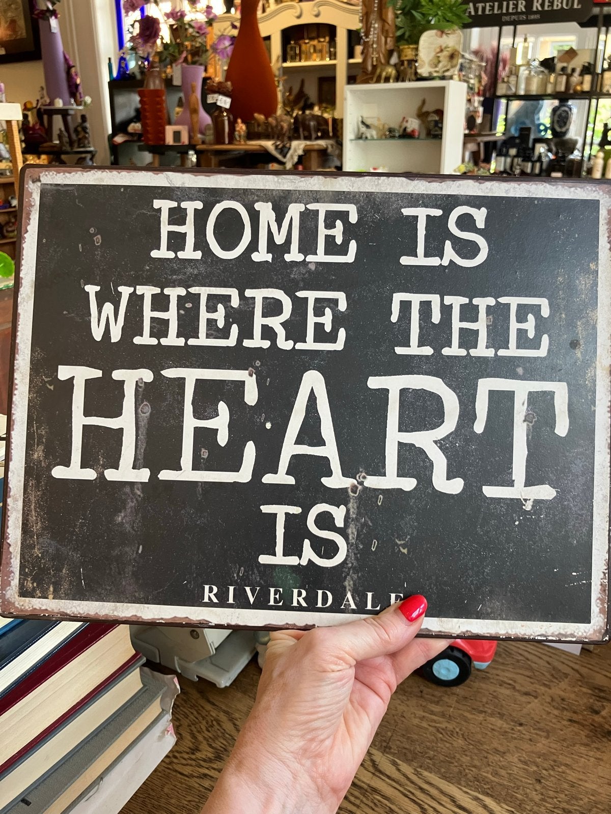 Riverdale 'Home is where the heart is' wandbord, Metaal, Gebruikt, Zwart, Vintage