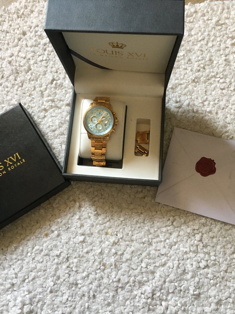 Louis Xvi herenhorloge bladgoud zeer netjes, Ophalen, Staal, Polshorloge, Zo goed als nieuw