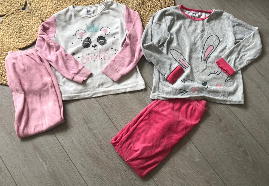 2 badstof pyjama’s maat 116, Ophalen of Verzenden, Gebruikt, Nacht- of Onderkleding