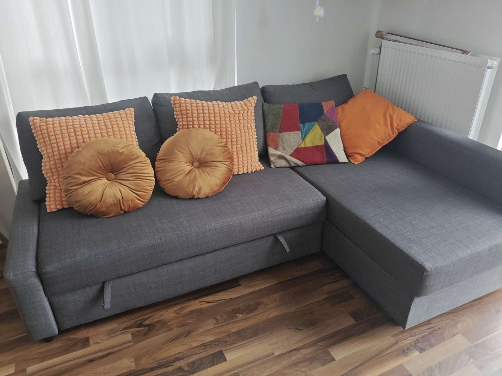 Ikea slaapbank met chaise longue - Grijs, Ophalen, Tweepersoons, Zo goed als nieuw, Overige maten