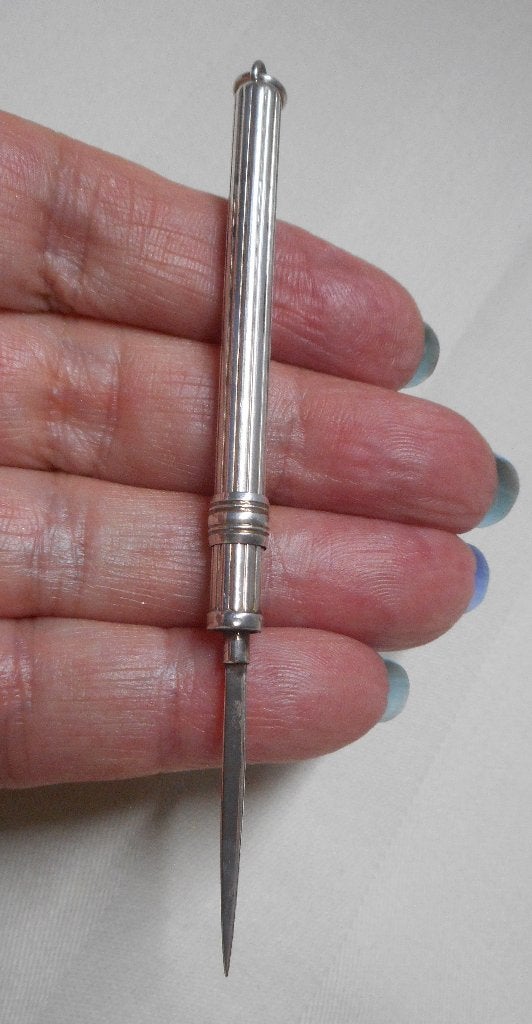 Zilveren antieke uitschuifbare tandenstoker nr.175, Verzenden, Zilver