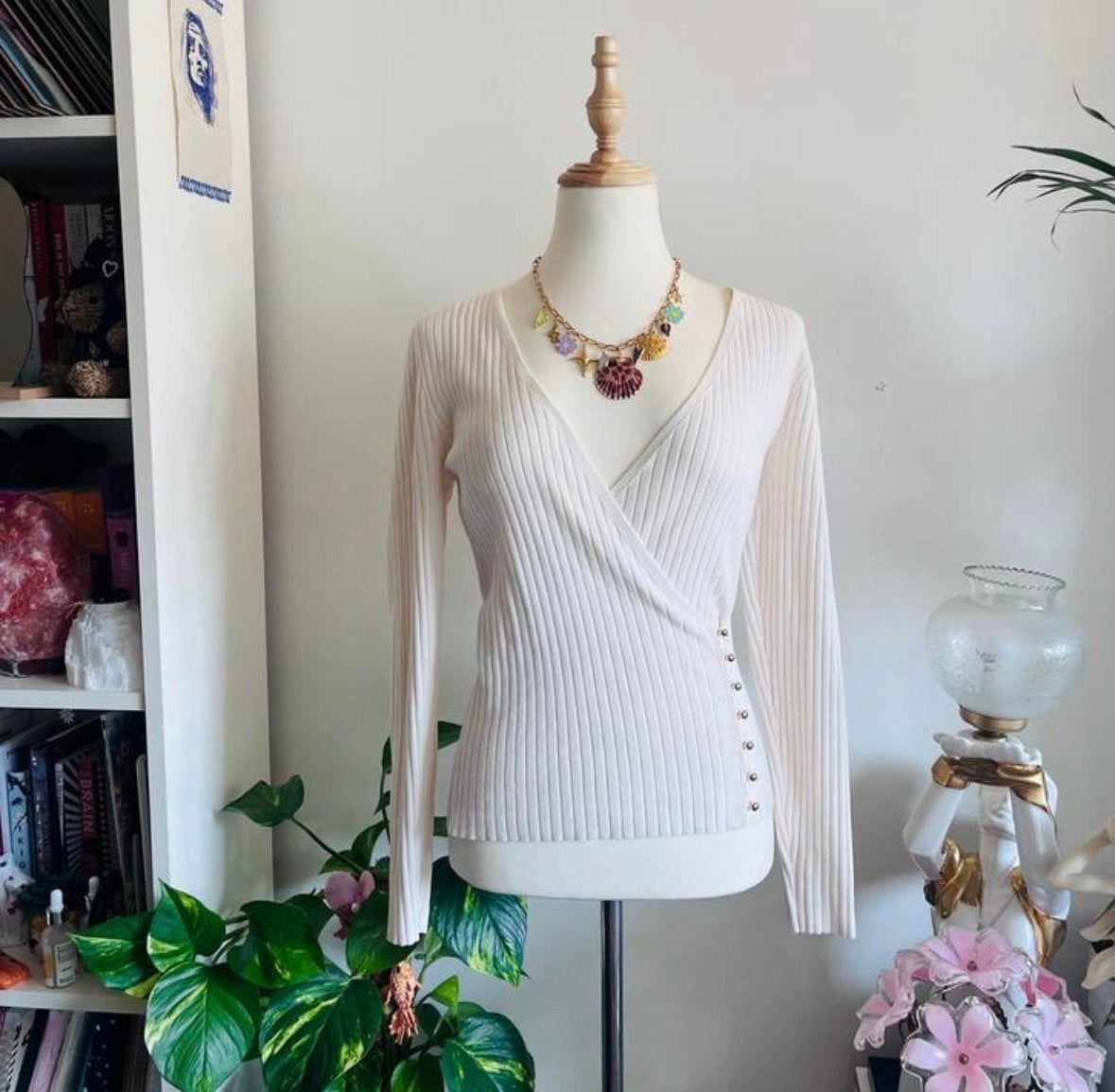 Morgan de Toi overslag trui met knoopjes - Maat XS, Kleding | Dames, Ophalen of Verzenden, Nieuw, Maat 34 (XS) of kleiner, Beige