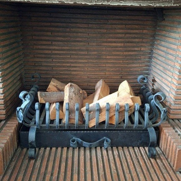 Zwart smeedijzeren openhaard set met aslade, Ophalen