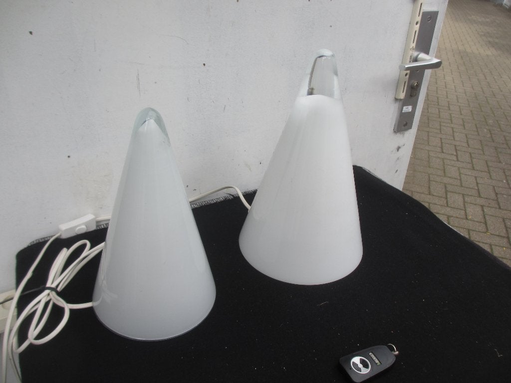 Twee Teepee cone lampen Ilu di Vetro 2 maten, Gebruikt, Vintage, 28 cm, Met schakelaar
