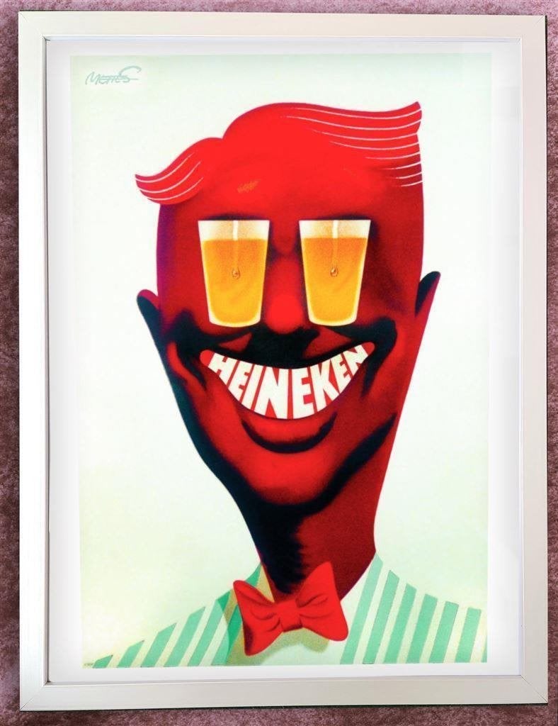 [Poster in Frame] Heineken Bier naar oud affiche, Verzenden, Nieuw, Reclamebord, Plaat of Schild, Heineken