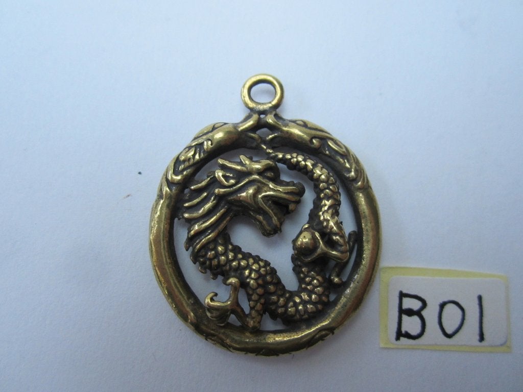 Oude chinees /chinese bronze hanger draak,B01, Sieraden, Tassen en Uiterlijk, Kettinghangers, Ophalen of Verzenden, Gebruikt, Overige materialen