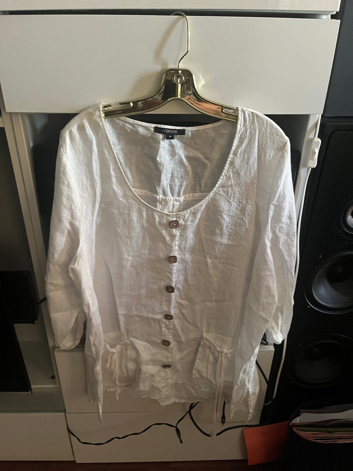 Witte linnen blouse  van merk Pingpong- Maat XXL, Ophalen of Verzenden, Zo goed als nieuw, Maat 38/40 (M), Wit
