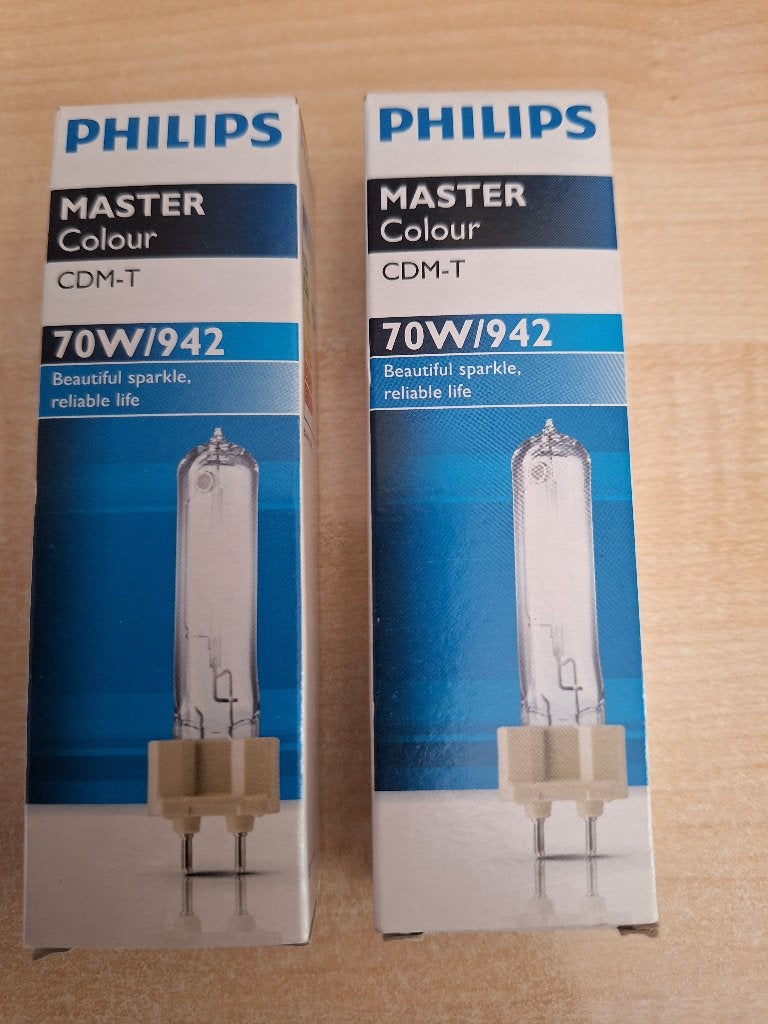 Philips MASTER CDM-T 70W/942 Koel Wit   (2 stuks), 60 watt of meer, Halogeen (gloei)lamp, Nieuw, Bipin of Steekvoet