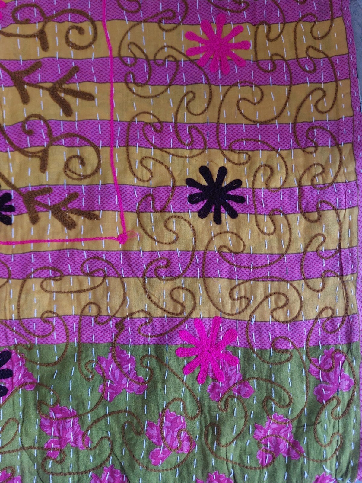 Kantha & Suzani sprei uit India, 1 persoons, Katoen, Verzenden, Handgemaakt, Nieuw
