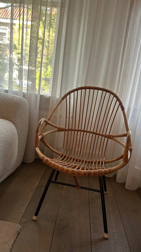 Vintage Rohé Noordwolde rotan stoel, Huis en Inrichting, Ophalen, Gebruikt, Bruin, Vintage, Mid-century Modern, Bohemian