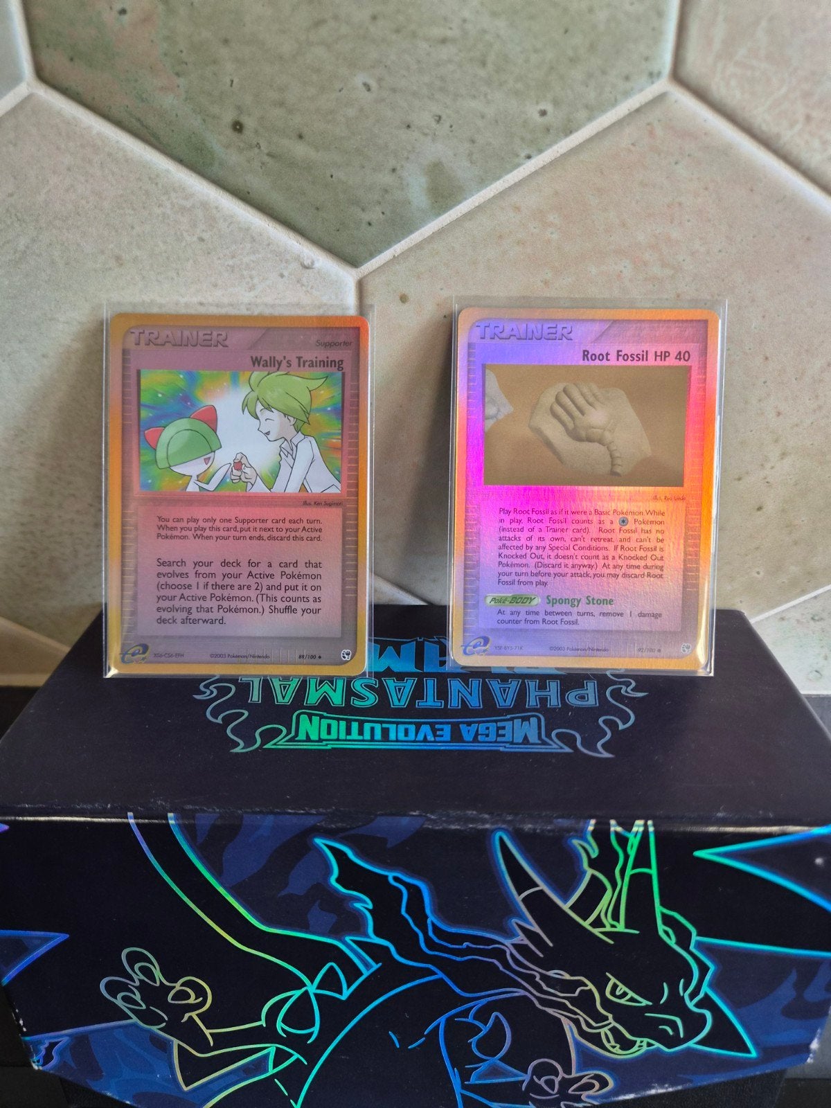 Wally's Training & Root Fossil EX Sandstorm Pokémon kaarten, Ophalen of Verzenden, Gebruikt, Meerdere kaarten