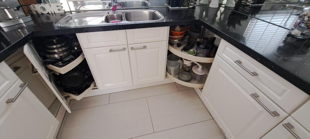 Draai caroussel keuken wit hoogglans kastje maten 90x90cm, Ophalen, 75 cm of meer, Wit, 50 tot 100 cm