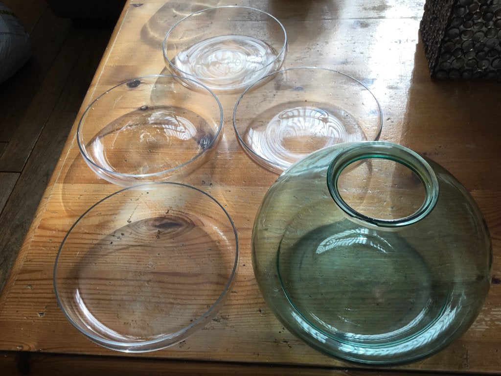 Leerdam Copier Vaasje En 4 x schaaltjes CL marked, Antiek en Kunst, Antiek | Glas en Kristal, Ophalen of Verzenden