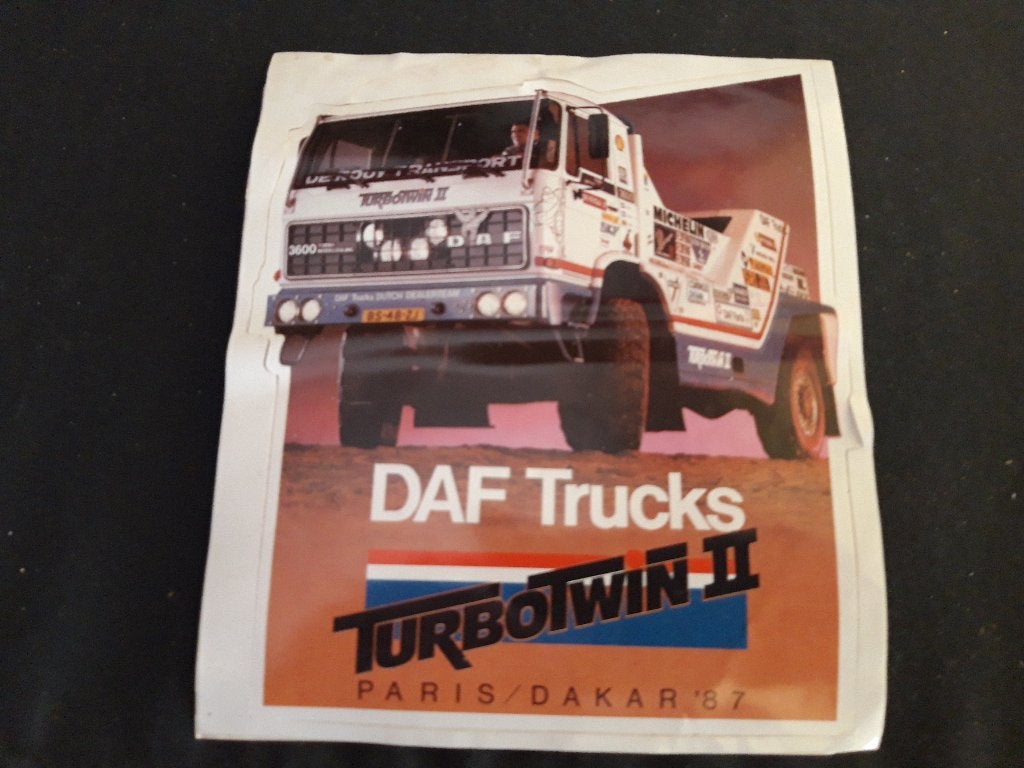 GROTE sticker DAF Turbo Twin II Paris-Dakar '87, Ophalen of Verzenden, Zo goed als nieuw, Auto's