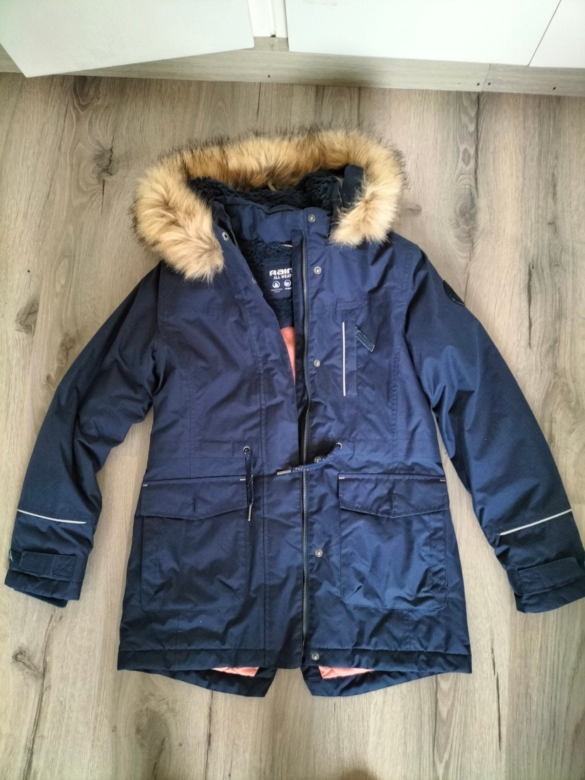 C&A Raintex winterjas met bontkraag - Maat 152, Meisje, Ophalen of Verzenden, Zo goed als nieuw, C&A Raintex