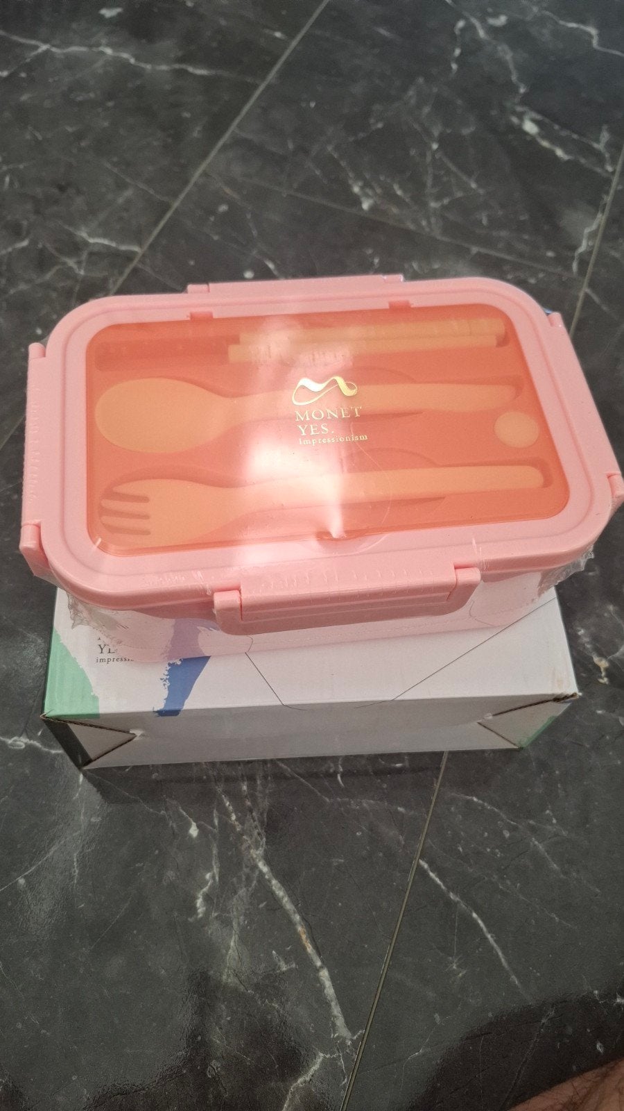Roze Lunchbox met Bestek - 1400ml, Kunststof, Nieuw, Ophalen of Verzenden, Roze