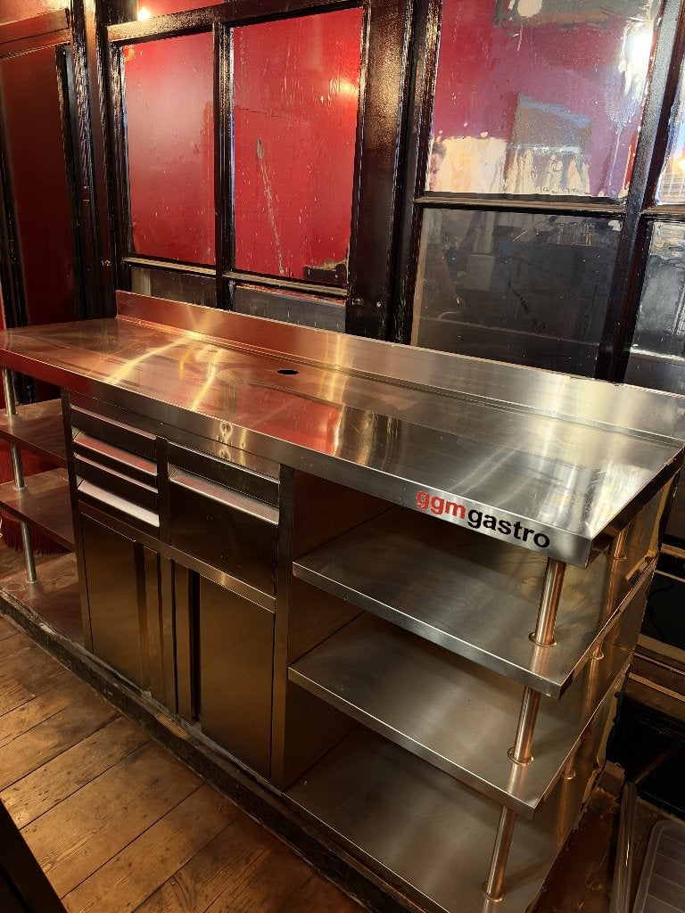 GGMgastro RVS Werkbank/Buffetkast - 196x60x92 cm, Ophalen, Gebruikt, RVS Meubilair